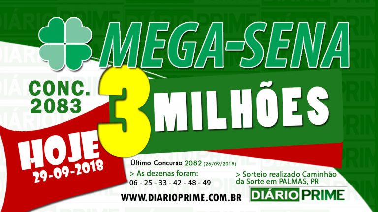 Sorteio da Mega-Sena Concurso 2053 deste sábado (28) de setembro de 2018