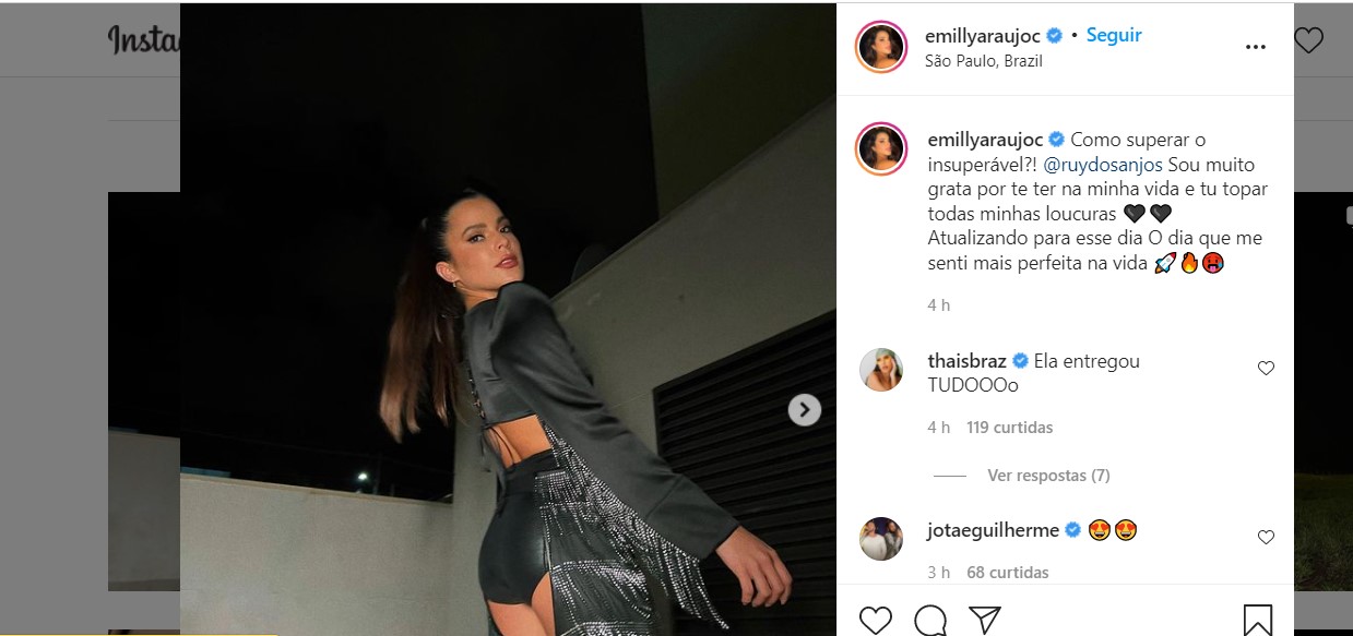 Emilly Araújo curte festa acompanhada de Felipe Prior e levanta polêmica sobre beijo/ Reprodução: Instagram