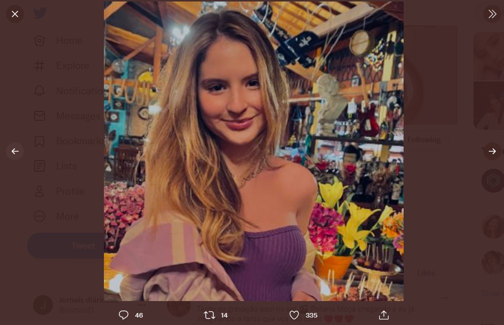 Sophia Valverde das Aventuras de Poliana Anuncia Novidades em Rede Social/ Reprodução: Twitter
