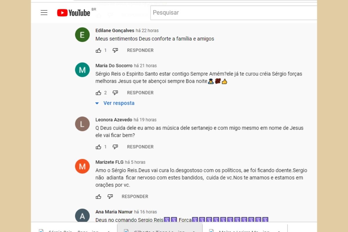 Internautas rezam por Sérgio Reis - Reprodução YouTuber
