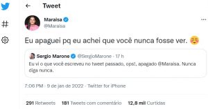 Print Maraísa - Reprodução Twitter