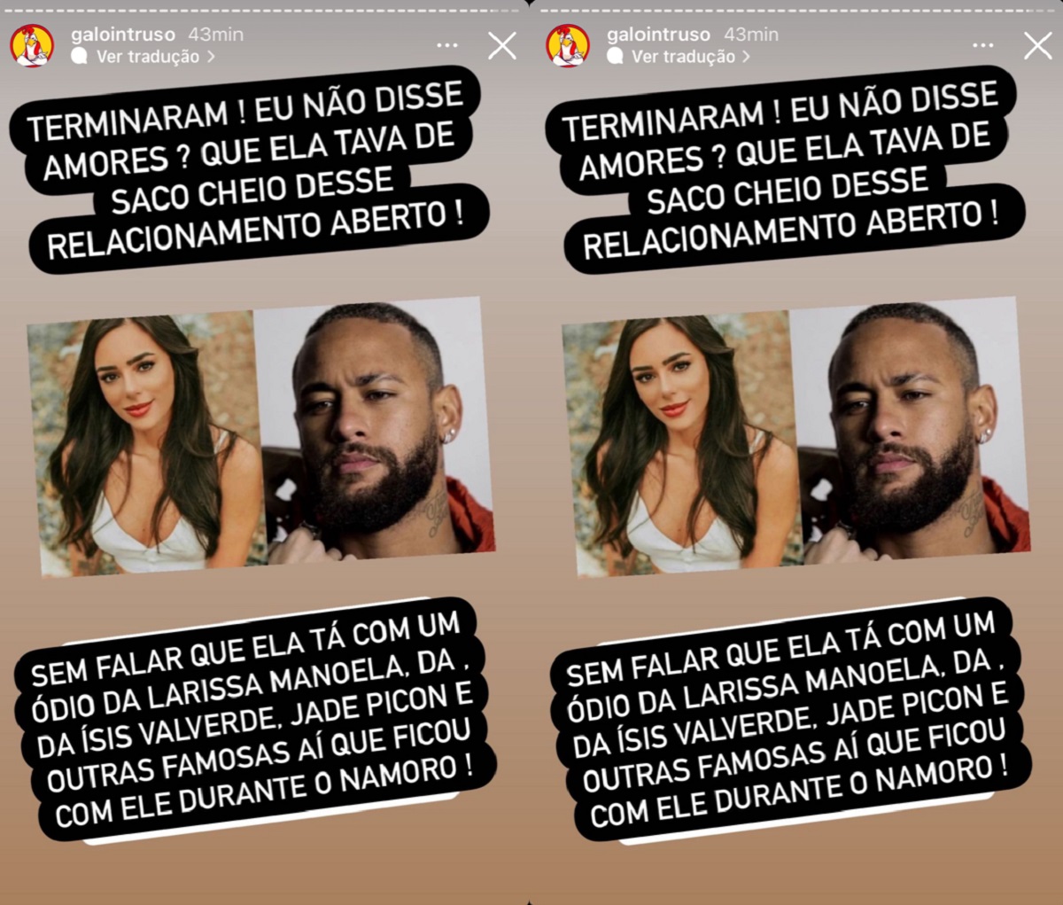 Ex de Neymar, Bruna Biancardi estaria com raiva de Larissa Manoela e Jade Picon (Foto: Galo Intruso/Stories do Instagram)