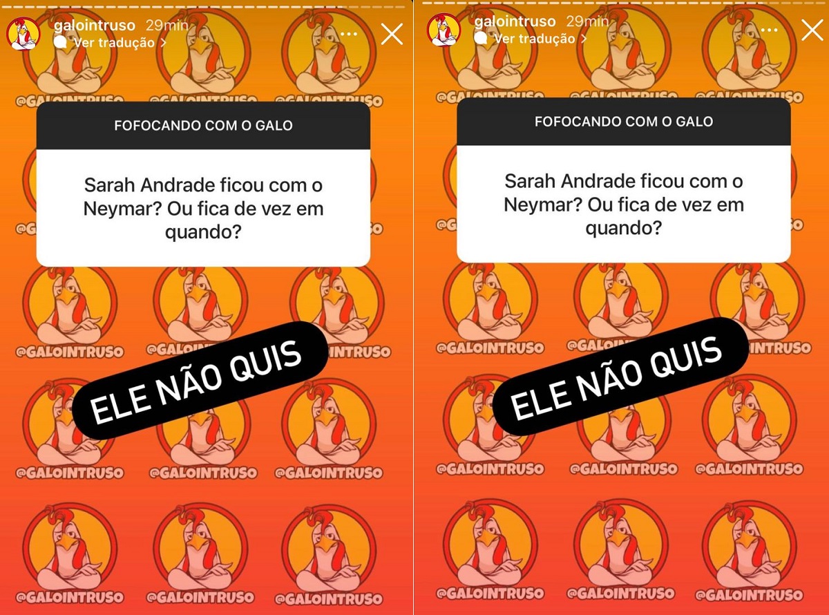 Sarah Andrade leva fora de Neymar (Foto: Instagram)