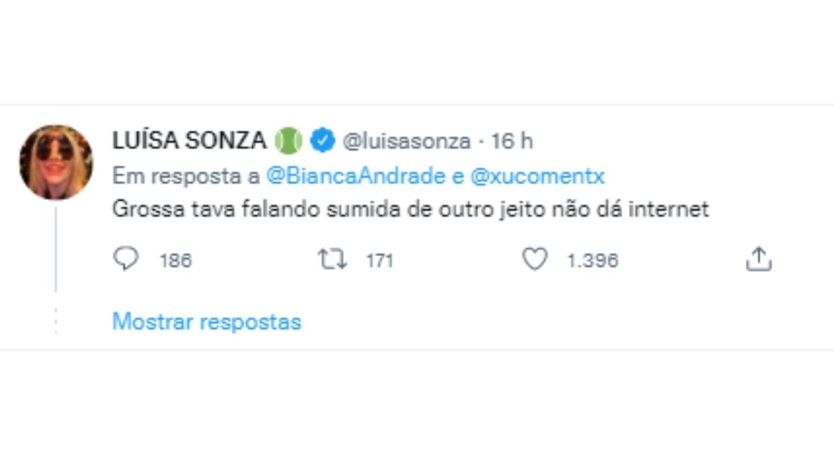Interação entre luísa sonza e Bianca Andrade (reprodução: twitter)