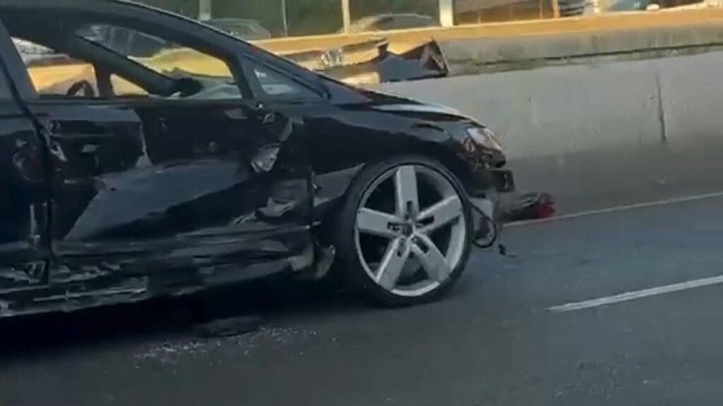 Fábio Giga: mureta salvou vida de carro atingido por Porsche. Imagem: Reprodução