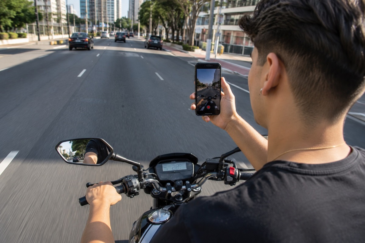 Alta de vídeos em motos preocupa após acidentes em SP. Imagem ilustrativa gerada por IA