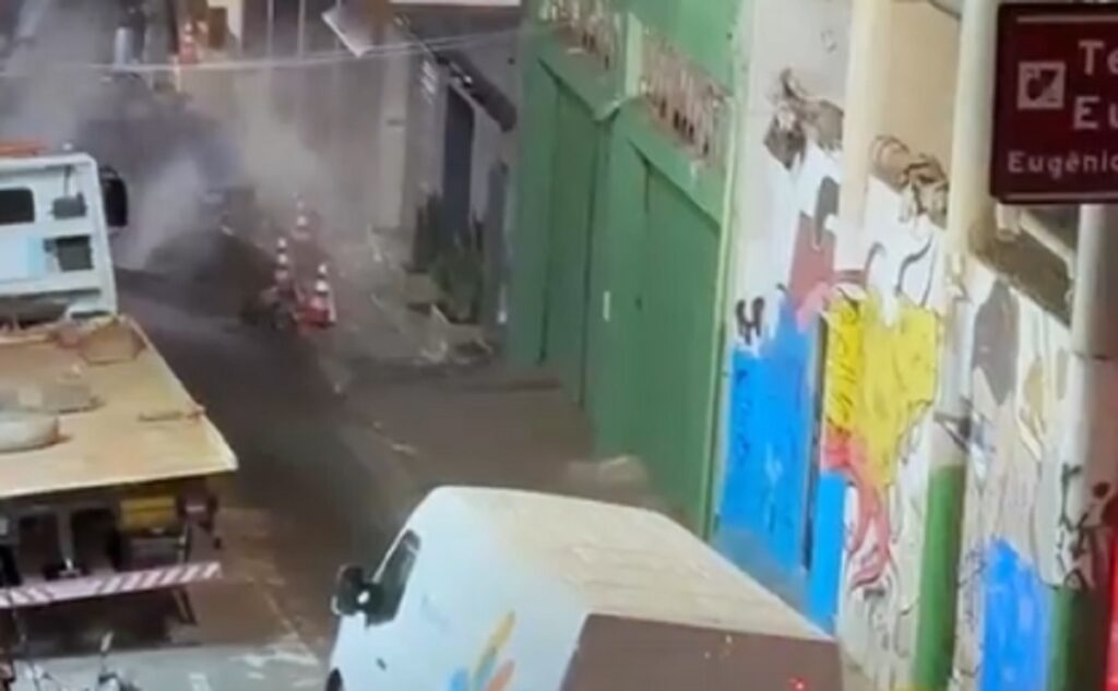 Em obra da Sabesp, novo vazamento de gás assusta moradores. Imagem: Reprodução