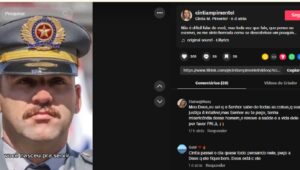 ‘Não é difícil falar de você’, diz esposa de tenente Pimentel. Imagem: reprodução TikTok