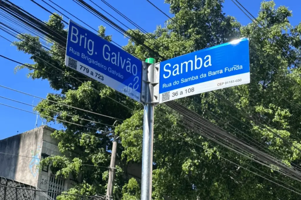 Rua do Samba é oficializada e ganha placa na Barra Funda. Imagem: Divulgação