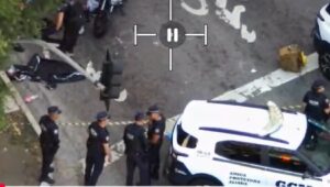 GCM é baleado em assalto, mas escapa por causa do colete. Imagem: Reprodução SmartSampa