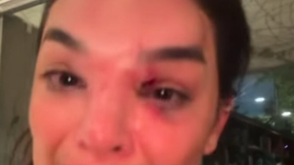 Giullia Kos foi ignorada por segurança durante agressão. Imagem: Reprodução