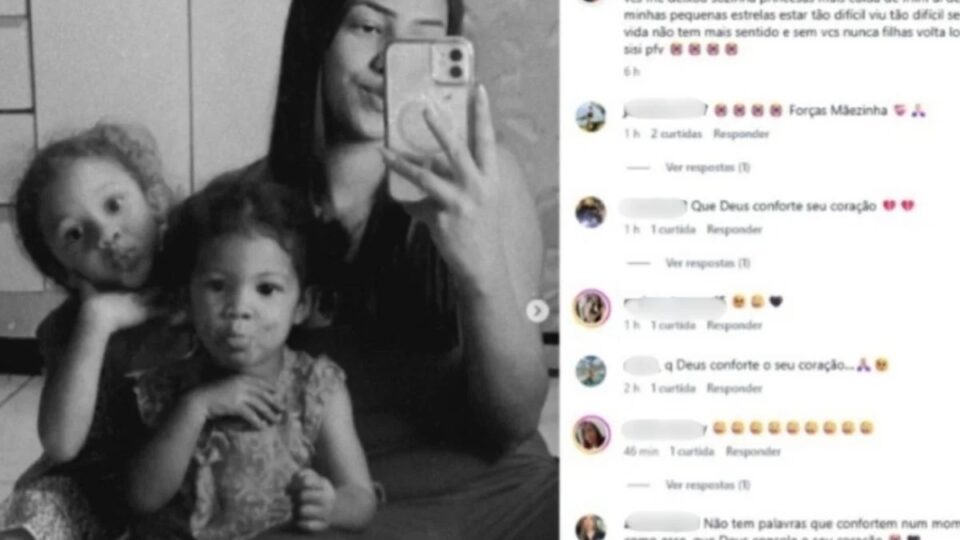 'Filhas, desculpa', diz Jennifer, após ex matar as duas crianças. Imagem: reprodução Redes sociais
