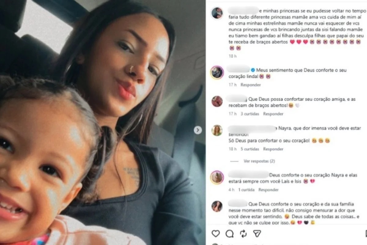 'Filhas, desculpa', diz Jennifer, após ex matar as duas crianças. Imagem: reprodução Redes sociais