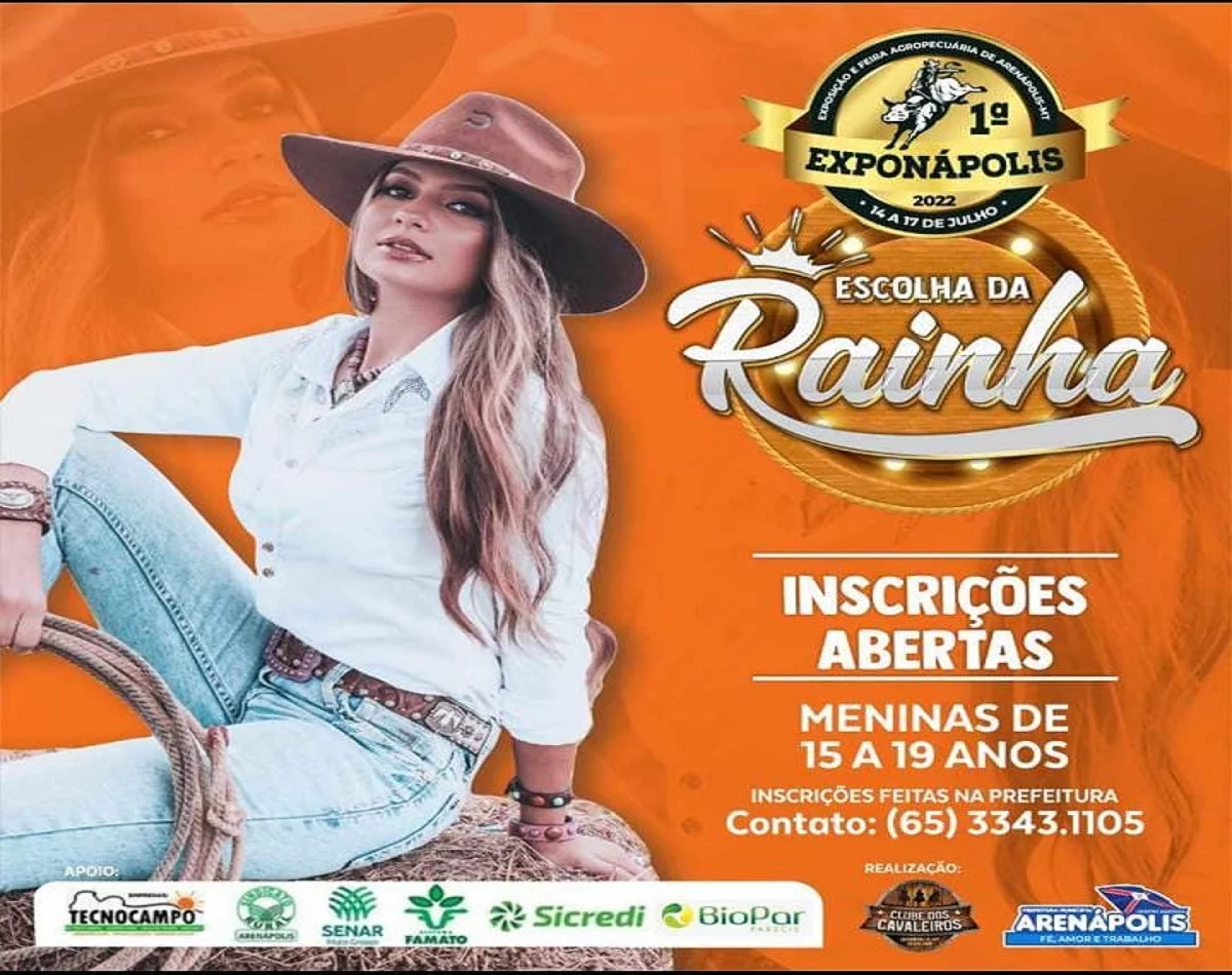 Cidade de Arenápolis lança concurso para Rainha da Exponápolis 2022