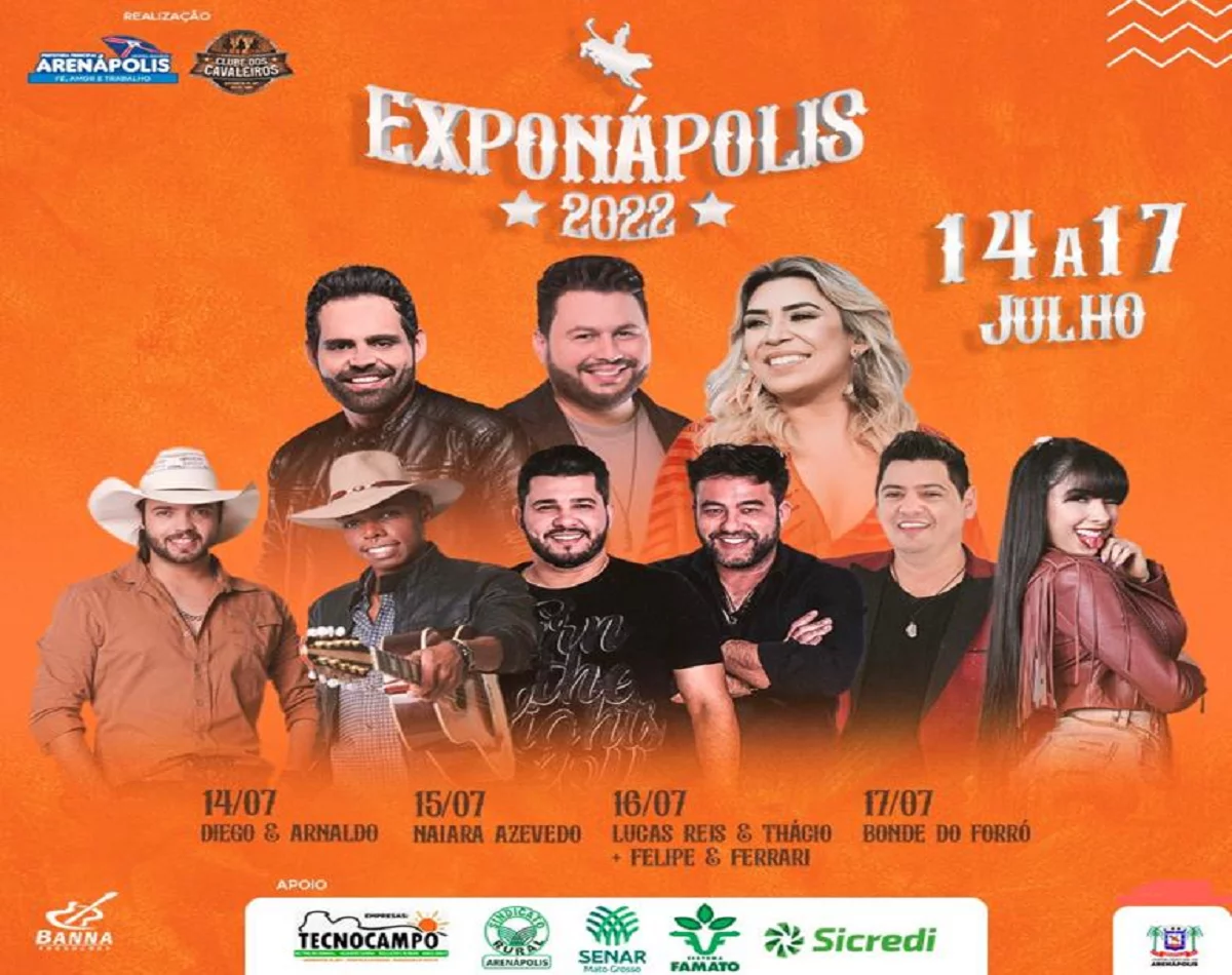 Cidade de Arenápolis-MT se organiza para a Exponápolis 2022 com grandes shows nacionais, confira
